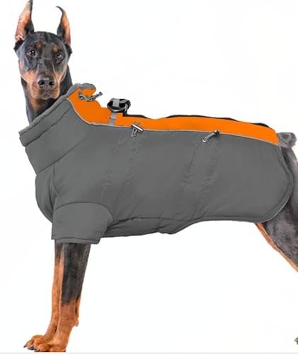 Katzinst Hunde Wintermantel, Ärmellose wasserdichte Hundejacke Reflektierend Hundejacke mit Bauchschutz Hundebekleidung Outfit Hundemantel für Grosse Hunde, Deutscher Schäferhund Labrador, 2XL von Katzinst