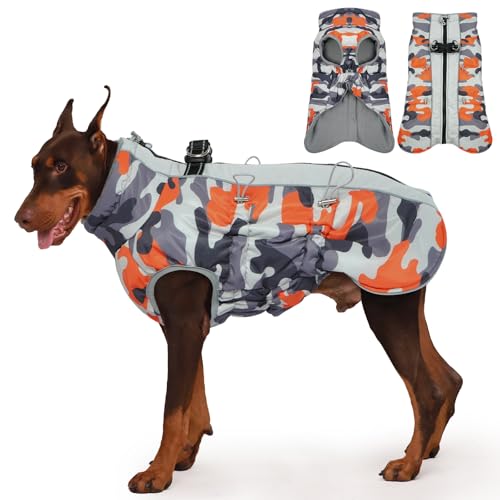 Katzinst Hunde Wintermantel, Ärmellose wasserdichte Hundejacke Reflektierend Hundejacke mit Bauchschutz Hundebekleidung Outfit Hundemantel für Grosse Hunde, Deutscher Schäferhund Labrador, 3XL von Katzinst