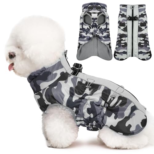 Katzinst Hunde Wintermantel, Ärmellose wasserdichte Hundejacke Reflektierend Hundejacke mit Bauchschutz Hundebekleidung Outfit Hundemantel für Kleine Hunde, Dackel Chihuahua Yorkshire, XS von Katzinst