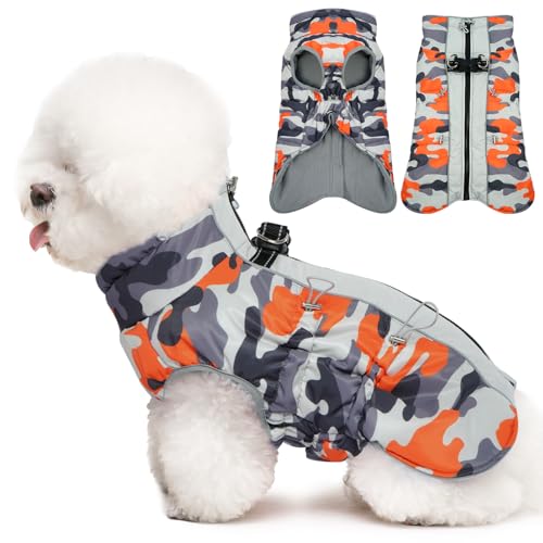 Katzinst Hunde Wintermantel, Ärmellose wasserdichte Hundejacke Reflektierend Hundejacke mit Bauchschutz Hundebekleidung Outfit Hundemantel für Kleine Hunde, Dackel Chihuahua Yorkshire, XS von Katzinst