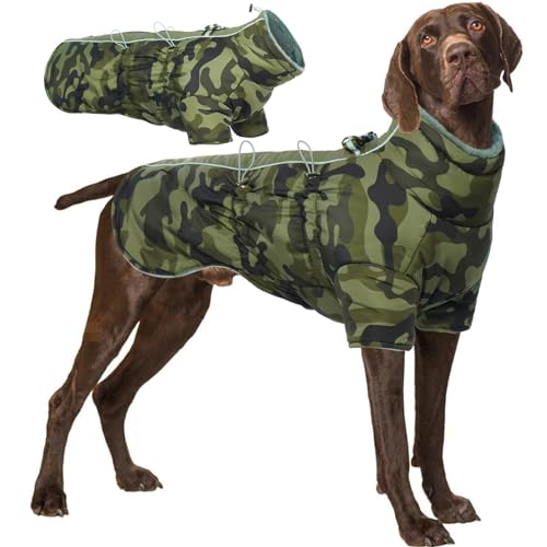 Katzinst Hunde Wintermantel, Wasserdichter Hundemantel mit Beinen Reflektierend Hundejacke mit Bauchschutz Hundebekleidung Outfit Hundemantel für Grosse Hunde, Deutscher Schäferhund Labrador, 2XL von Katzinst