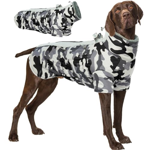 Katzinst Hunde Wintermantel, Wasserdichter Hundemantel mit Beinen Reflektierend Hundejacke mit Bauchschutz Hundebekleidung Outfit Hundemantel für Grosse Hunde, Deutscher Schäferhund Labrador, 3XL von Katzinst