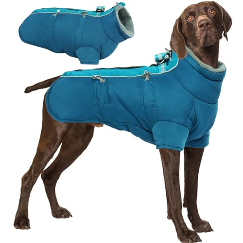 Katzinst Hunde Wintermantel, Wasserdichter Hundemantel mit Beinen Reflektierend Hundejacke mit Bauchschutz Hundebekleidung Outfit Hundemantel für Grosse Hunde, Deutscher Schäferhund Labrador, 3XL von Katzinst