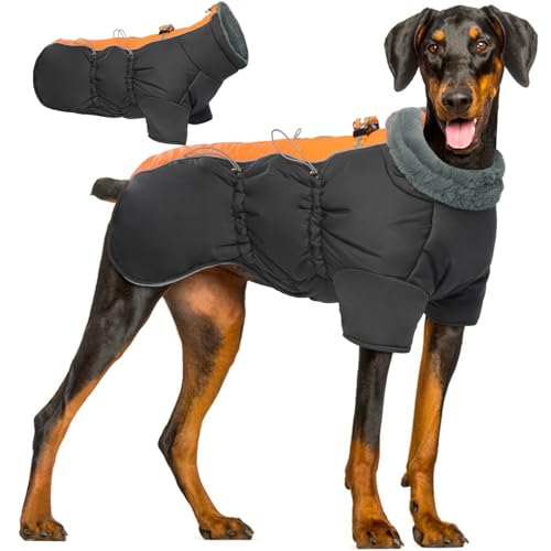 Katzinst Hunde Wintermantel, Wasserdichter Hundemantel mit Beinen Reflektierend Hundejacke mit Bauchschutz Hundebekleidung Outfit Hundemantel für Grosse Hunde, Deutscher Schäferhund Labrador, 3XL von Katzinst