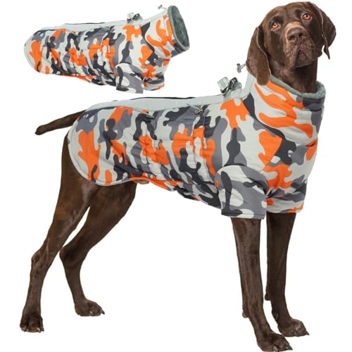 Katzinst Hunde Wintermantel, Wasserdichter Hundemantel mit Beinen Reflektierend Hundejacke mit Bauchschutz Hundebekleidung Outfit Hundemantel für Grosse Hunde, Deutscher Schäferhund Labrador, 3XL von Katzinst