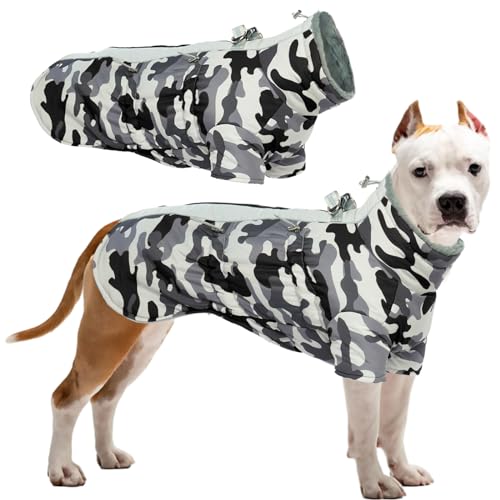 Katzinst Hunde Wintermantel, Wasserdichter Hundemantel mit Beinen Reflektierend Hundejacke mit Bauchschutz Hundebekleidung Outfit Hundemantel für Grosse Hunde, Deutscher Schäferhund Labrador, XL von Katzinst