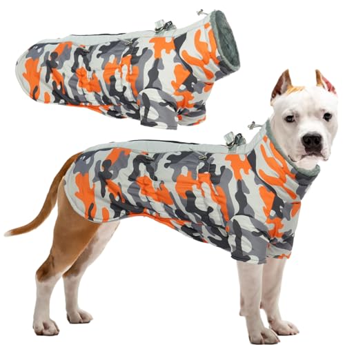 Katzinst Hunde Wintermantel, Wasserdichter Hundemantel mit Beinen Reflektierend Hundejacke mit Bauchschutz Hundebekleidung Outfit Hundemantel für Grosse Hunde, Deutscher Schäferhund Labrador, XL von Katzinst