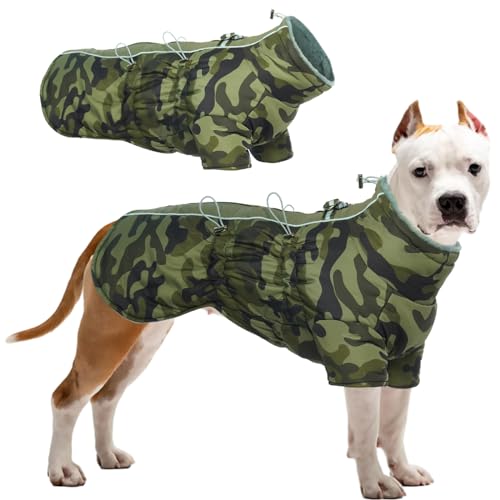 Katzinst Hunde Wintermantel, Wasserdichter Hundemantel mit Beinen Reflektierend Hundejacke mit Bauchschutz Hundebekleidung Outfit Hundemantel für Grosse Hunde, Deutscher Schäferhund Labrador, XL von Katzinst