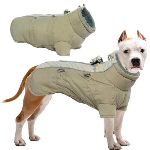 Katzinst Hunde Wintermantel, Wasserdichter Hundemantel mit Beinen Reflektierend Hundejacke mit Bauchschutz Hundebekleidung Outfit Hundemantel für Grosse Hunde, Deutscher Schäferhund Labrador, XL von Katzinst