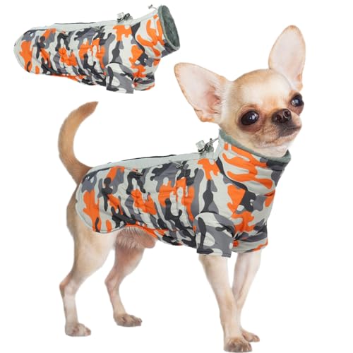 Katzinst Hunde Wintermantel, Wasserdichter Hundemantel mit Beinen Reflektierend Hundejacke mit Bauchschutz Hundebekleidung Outfit Hundemantel für Kleine Hunde, Dackel Chihuahua Yorkshire, S von Katzinst