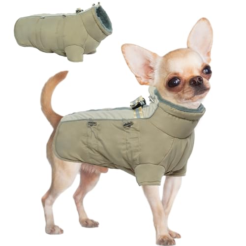 Katzinst Hunde Wintermantel, Wasserdichter Hundemantel mit Beinen Reflektierend Hundejacke mit Bauchschutz Hundebekleidung Outfit Hundemantel für Kleine Hunde, Dackel Chihuahua Yorkshire, XS von Katzinst