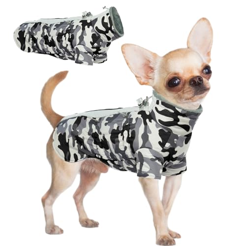 Katzinst Hunde Wintermantel, Wasserdichter Hundemantel mit Beinen Reflektierend Hundejacke mit Bauchschutz Hundebekleidung Outfit Hundemantel für Kleine Hunde, Dackel Chihuahua Yorkshire, XS von Katzinst