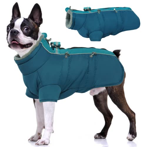 Katzinst Hunde Wintermantel, Wasserdichter Hundemantel mit Beinen Reflektierend Hundejacke mit Bauchschutz Hundebekleidung Outfit Hundemantel für Mittelittelgroße Hunde, Französische Bulldogge, M von Katzinst