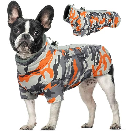 Katzinst Hunde Wintermantel, Wasserdichter Hundemantel mit Beinen Reflektierend Hundejacke mit Bauchschutz Hundebekleidung Outfit Hundemantel für Mittelittelgroße Hunde, Französische Bulldogge, M von Katzinst