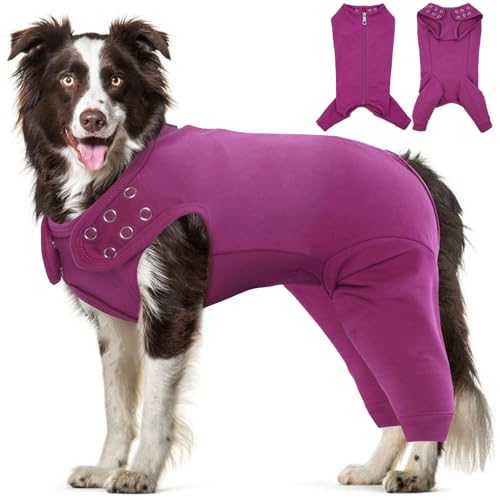 Katzinst Hundebody Nach Op, Hundekostüm Für Hunde Nach Op mit Reißverschluss Hinten, Hundebody Nach Kastration Rüde für Haarausfall, Anti-Lecken, Wundschutz, Kegel-Alternative,Lila,2XL von Katzinst