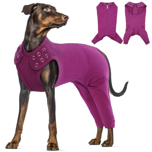 Katzinst Hundebody Nach Op, Hundekostüm Für Hunde Nach Op mit Reißverschluss Hinten, Hundebody Nach Kastration Rüde für Haarausfall, Anti-Lecken, Wundschutz, Kegel-Alternative,Lila,3XL von Katzinst