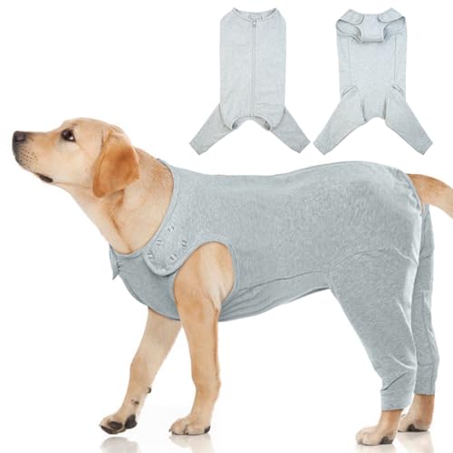 Katzinst Hundebody Nach Op, Hundekostüm Für Hunde Nach Op mit Reißverschluss Hinten, Hundebody Nach Kastration Rüde für Haarausfall, Anti-Lecken, Wundschutz, Kegel-Alternative,SHUHOUFU，Grau,3XL von Katzinst