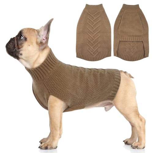 Katzinst Hundepullover, Strickwaren Hundekleidung, Warmer Hunde Kleidung für Mittlere und Große Hunde, Pullover Haustiermantel für Kalten Winter, Warme Winterkleidung für Labrador,Khaki,M von Katzinst