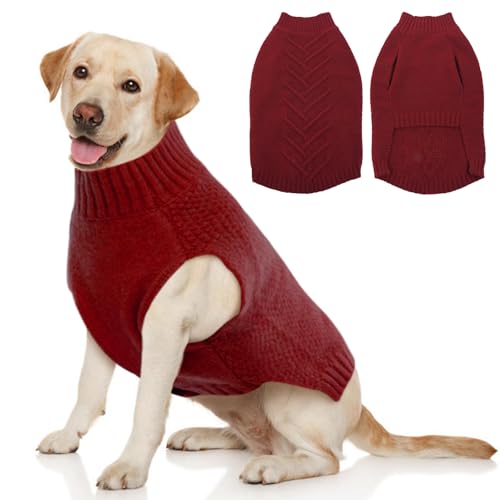 Katzinst Hundepullover, Strickwaren Hundekleidung, Warmer Hunde Kleidung für Mittlere und Große Hunde, Pullover Haustiermantel für Kalten Winter, Warme Winterkleidung für Labrador - (M-4XL) von Katzinst