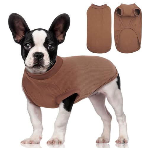 Katzinst Hundeshirt, T-Shirts für kleine, mittlere und große Hunde, Hundepullover Kleidung für Sommer, Frühling, Herbst, Hundetop-Pyjamas für Hundejungen und -mädchen, Leichtes Hundegilet, Braun, S von Katzinst