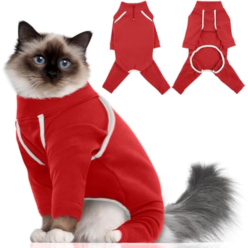 Katzinst Katzenpullover,Katzenbekleidung aus Klebrigem Fell mit Reißverschlüssen,Weiche und Warme Winterkleidung für Katzen,Katzenbody,Herbst- und Winterkleidung für Katzen,Burgundy,XS von Katzinst