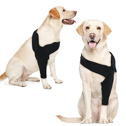 Recovery Sleeve Hund, Ellbogenschoner für Hunde, Ellenbogenbandage Protector, Hund Chirurgie Erholung Ärmel vorne rechts Links Bein für Hot Spots, Wunden, Bandagen, Anti Lecken für Hunde, Schwarz 2XL von Katzinst