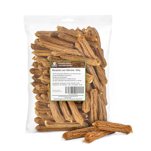 Kaureks Natur Hundeleckerlies, Würstchen vom Hähnchen 1000g, Würstchen für Hunde, Deutsche Herstellung, Hundefutter, Kauartikel, Hundeleckerlies von Kaureks Natur Hundeleckerlies