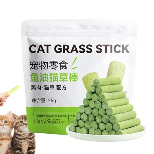 Katzengras für Hauskatzen, Leckerli-Snack-Stick für Katzen,Outdoor-Katzengras-Snack-Stick, Zahnen, Reinigen, Kaustick - Katzengras-Stäbchen-Snacks, Haustierbedarf für Katzenkätzchen im Innen- und Auße von Kaxenig