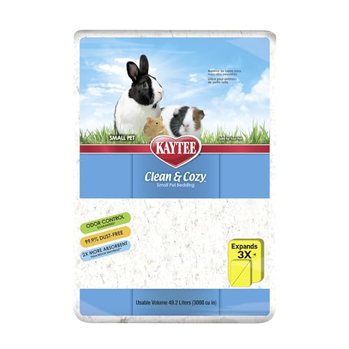 Kaytee Superpet, Clean & Cozy Streu für kleine Haustiere wie Mäuse, Rennmäuse, Nagetiere, Hamster, Kaninchen, besonders saugfähige Papierstreu, 99,9 % staubfrei, Weiß, 49.2L von Kaytee