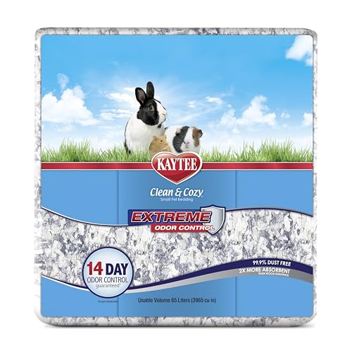 Kaytee Clean & Cozy Streu für kleine Haustiere wie Mäuse, Rennmäuse, Nagetiere, Hamster, Kaninchen, Extremer Geruchskontrolle & saugfähige Papierstreu, 99, 9 % staubfrei, 65L von Kaytee