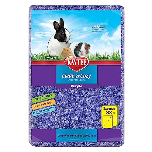 Kaytee Superpet, Clean & Cozy Streu für kleine Haustiere wie Mäuse, Rennmäuse, Nagetiere, Hamster, Kaninchen, besonders saugfähige Papierstreu, 99,9% staubfrei, Lila, 49.2 Liter von Kaytee