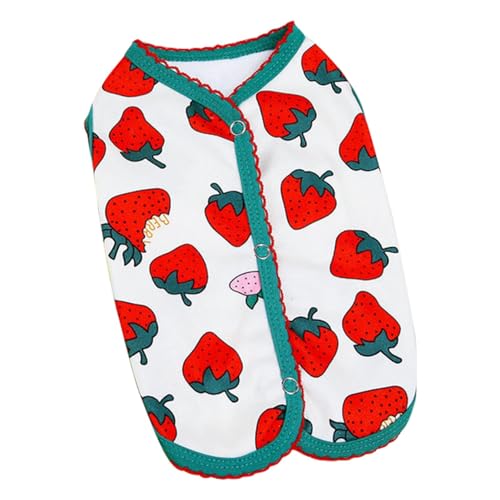 Kleine Hundekleidung,Hunde-Sommershirt,Weiche, ärmellose Hundebekleidung mit Erdbeermuster-Design | Modische Haustierkleidung mit Druckknopf am Rücken, atmungsaktiv, bequem, für den täglichen von Kazuko