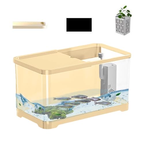 Aquarium-Set – Aquarium-Set, kleines Aquarium, dekoratives Salzwasser-Aquarium-Set, kleines Aquarium, kreatives Fischaquarium mit Korb für Quallen, Guppy, Garnelen, Goldfische, 31 x 19 x 20 cm von Kbnuetyg