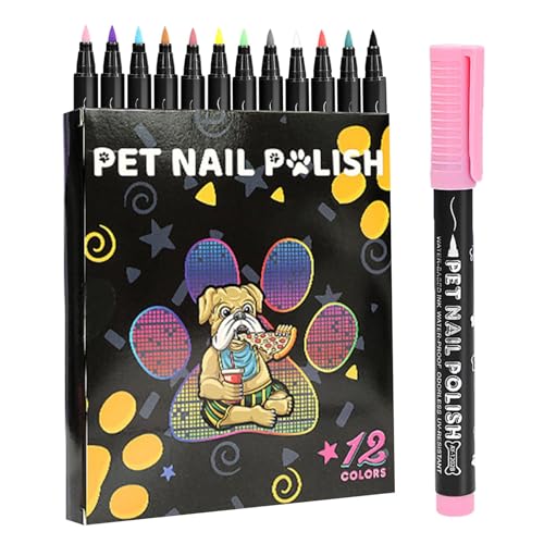 Doggy Nagellack – Haustier-Nagellack-Set, Nagellack-Stifte | 12 Stück vibrierende Spitze Nagel-Marker, mehrfarbig, geruchlos, sicher, 12 Farben von Kbnuetyg