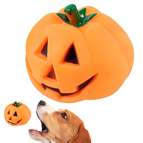 Kbnuetyg Halloween Squishy Toys kùrbis - Halloween-kùrbis-Squeeze-Spielzeug Für Hunde, Pet Talking Sound Toys Dauerhaftes Kauspielzeug in Kürbisform Für Halloween-Heimdekoration, Durchmesser 9,5 cm von Kbnuetyg