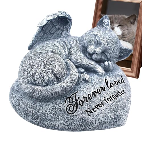 Kbnuetyg Katze Grabstein - Katzenstatuen Für Den Garten, Cats Grabsteindenkmal | Katzen-Grabmarker, Katzen-Gedenkgeschenke Für Den Verlust Der Katze, Sympathie-Geschenk, Schlafende Katze, Sprungbrett von Kbnuetyg