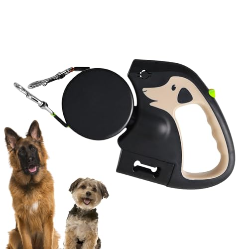 Retractable Dog Lead - Dog Lead with Light, Retractable Double-Ended Dog Lead | 3 Meters Double-Ended Dog Lead, Double-Headed Automatic Retractable Charging Dog with Light von Kbnuetyg