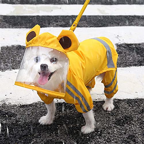 Hunde-Regenmantel, wasserdichte Hunde-Regenjacke mit reflektierenden Sicherheitsstreifen, mit Kapuze, Dackel, Hundeponcho mit Leine für Hunde und Welpen, Größe M von Kcjuoam