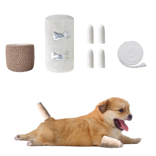 KeaJuidy Hundeschwanzschutz Hundeenden Set Dog Tail Protector Haustier Selbsthaftende Bandage Schweifverband Vet Wrap für Hunde Katzen Haustiere von KeaJuidy