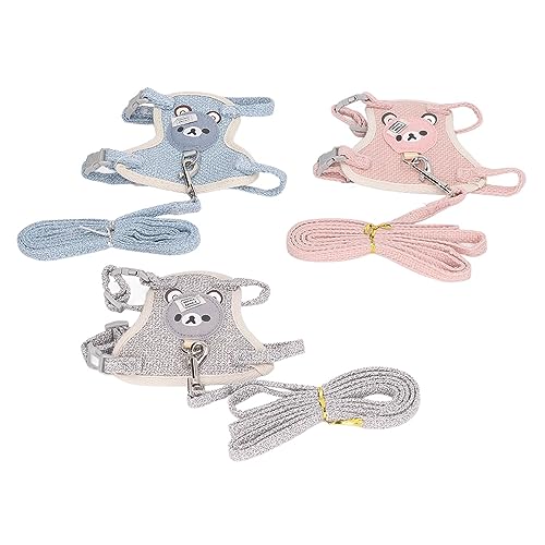 3PCS Bunny Harness Leine, Entzückendes Muster, Atmungsaktives Westengeschirr, Leine für Kleine Haustiere, die Im Freien Spazieren Gehen (S) von Keenso