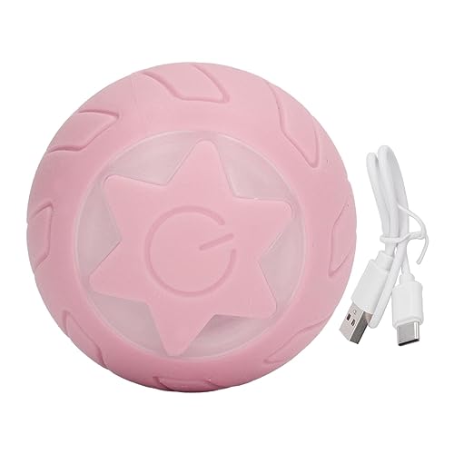 Interaktiver Hundespielzeugball, Automatisches Rollspielzeug aus Silikon für Kleine und Mittelgroße Welpen (Rosa) von Keenso