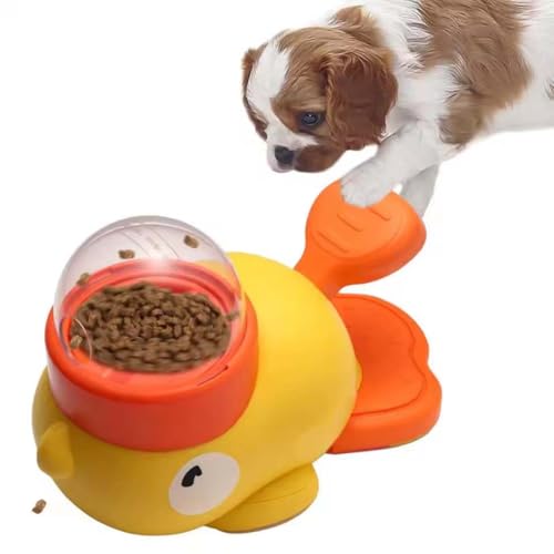 2-in-1 Interactive Dog Puzzle Toy &Slow Feeder,Duck Dog Treat Food Dispenser with Button,Entenform Hund Slow Feeder Spielzeug für Haustier Futterspender Katzen Hund Interaktion Leckerlis Futterspender von Keeplus