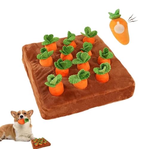 Carrot Patch Cat Toy,Karottenfeld,Hund Katze Spielzeug Karotte Plsch Pet Gemse Kauen Spielzeug Sniff Haustiere Verstecken Lebensmitt,Interaktives Spielzeug Plüsch Karotte Schnüffelteppich (Mit Sound) von Keeplus