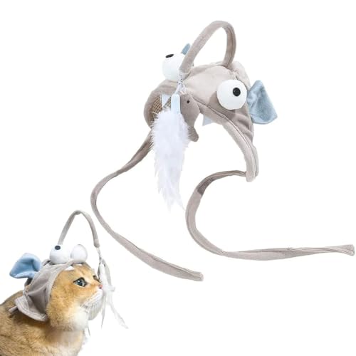 Cat Hat Wearable Cat Tree, Head Mounted Cat Toy, Katze Hut Tragbare Katze Baum, Interaktives Katzenspielzeug Spielzeug mit Federn, Katzenspielzeug Selbstbeschäftigung, Interaktives Katzenspielzeug (D) von Keeplus