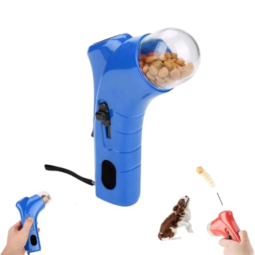 Cat Treat Gun, Cat Treat Gun Shooter, Pet Treat Launcher, Hundefutter-Feeder, Hundefutter-Feeder Snack Treat Katapult Dispenser Auswerfen Interaktiver Welpen Snack Food Katapult (Blau) von Keeplus