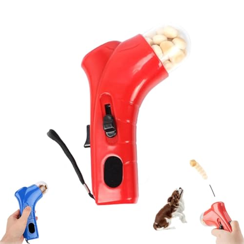 Cat Treat Gun, Cat Treat Gun Shooter, Pet Treat Launcher, Hundefutter-Feeder, Hundefutter-Feeder Snack Treat Katapult Dispenser Auswerfen Interaktiver Welpen Snack Food Katapult (Rot) von Keeplus