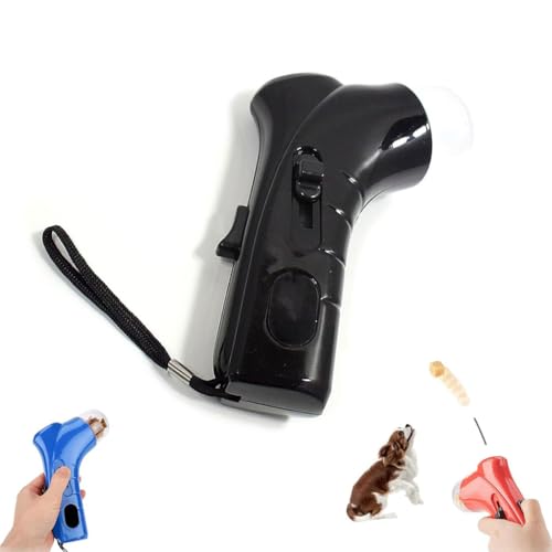 Cat Treat Gun, Cat Treat Gun Shooter, Pet Treat Launcher, Hundefutter-Feeder, Hundefutter-Feeder Snack Treat Katapult Dispenser Auswerfen Interaktiver Welpen Snack Food Katapult (Schwarz) von Keeplus