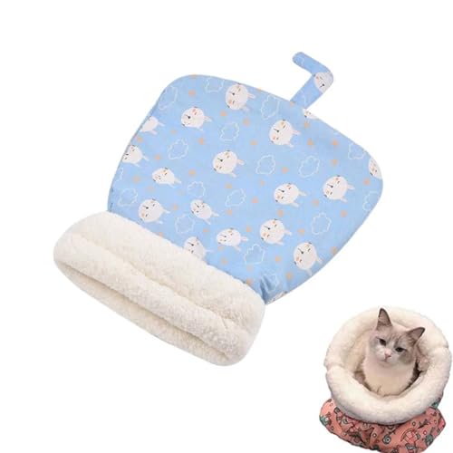 Cat Winter Sleeping Bag, Cat Sleeping Bag for Indoor Cats, Katzenschlafsack Groß Bequem, Katze Schlafsack, selbstwärmtes Katzenbett, weicher Plüsch großer Katzensack, Haustierkuschel Sack (Blau) von Keeplus