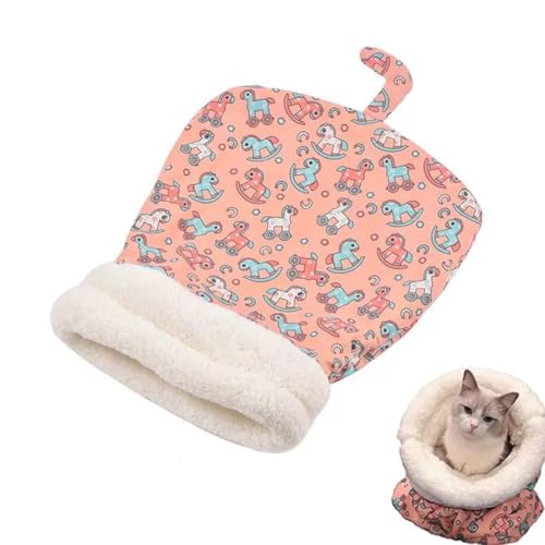 Cat Winter Sleeping Bag, Cat Sleeping Bag for Indoor Cats, Katzenschlafsack Groß Bequem, Katze Schlafsack, selbstwärmtes Katzenbett, weicher Plüsch großer Katzensack, Haustierkuschel Sack (Rosa) von Keeplus