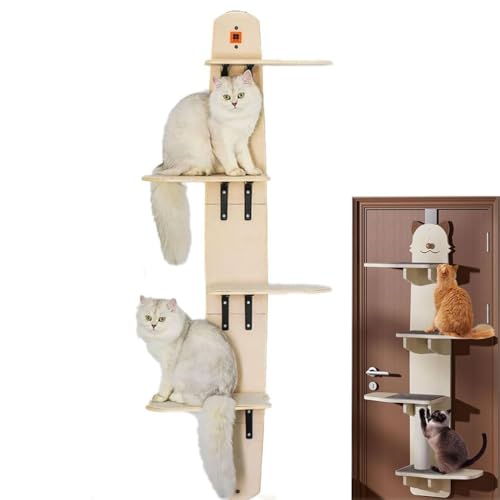 Door Hanging Cat Shelf, 2025 New Over The Door Cat Tree, Multi Level Door Hanging Cat Shelves, Katzen Kratzbaum, Katzenbaum Kletterturm, Kletterbaum Aktivitätskratzbäum für Katzen zum Klettern (A) von Keeplus